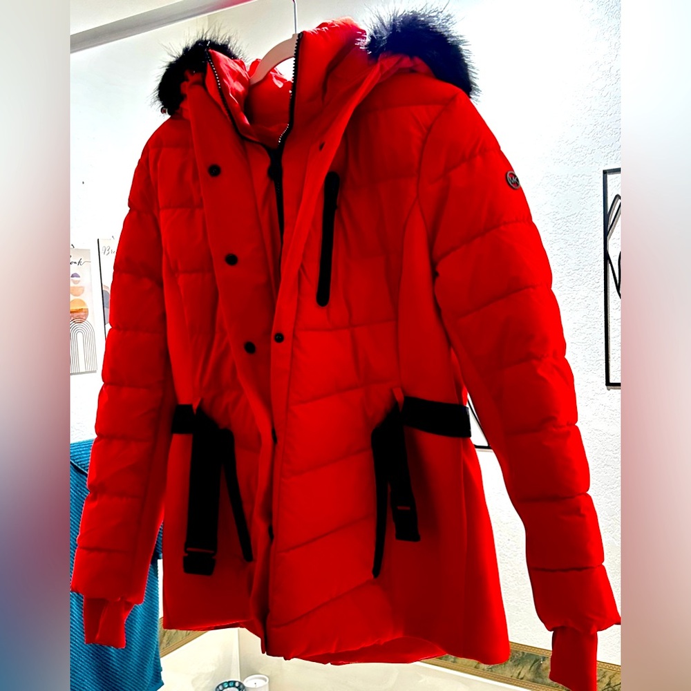 Michael Kors Red Winter Puffer Coat
